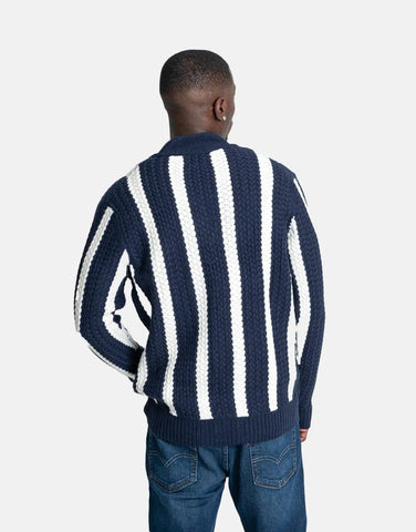 Ben Sherman Textured Stripe Dark Navy Cardigan