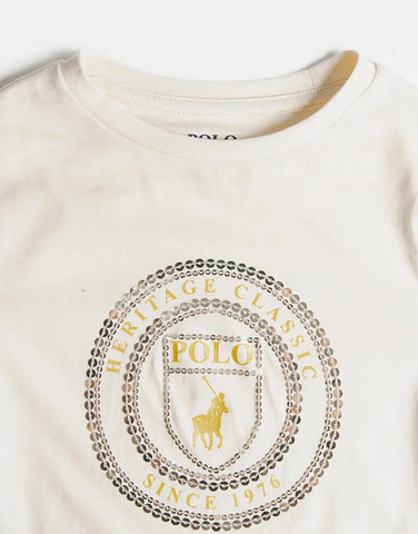 Polo Girls Claire Sequin Sand T-Shirt